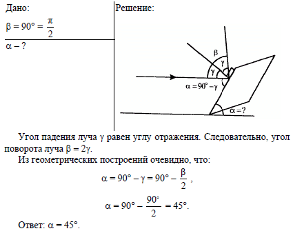 Как следует расположить плоское зеркало чтобы повернуть лучи так как это показано на рисунке 52